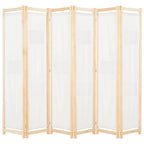 Biombo divisor de 6 paneles de tela color crema 240x170x4 cm