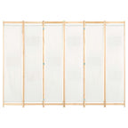 Biombo divisor de 6 paneles de tela color crema 240x170x4 cm