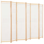 Biombo divisor de 6 paneles de tela color crema 240x170x4 cm