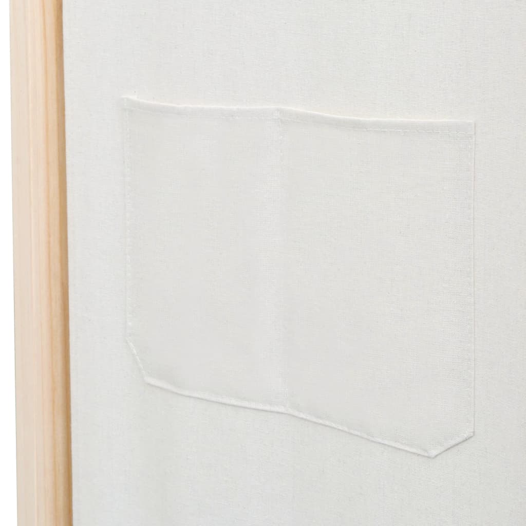 Biombo divisor de 6 paneles de tela color crema 240x170x4 cm
