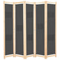 Biombo divisor 5 painéis de tecido creme 200x170x4 cm