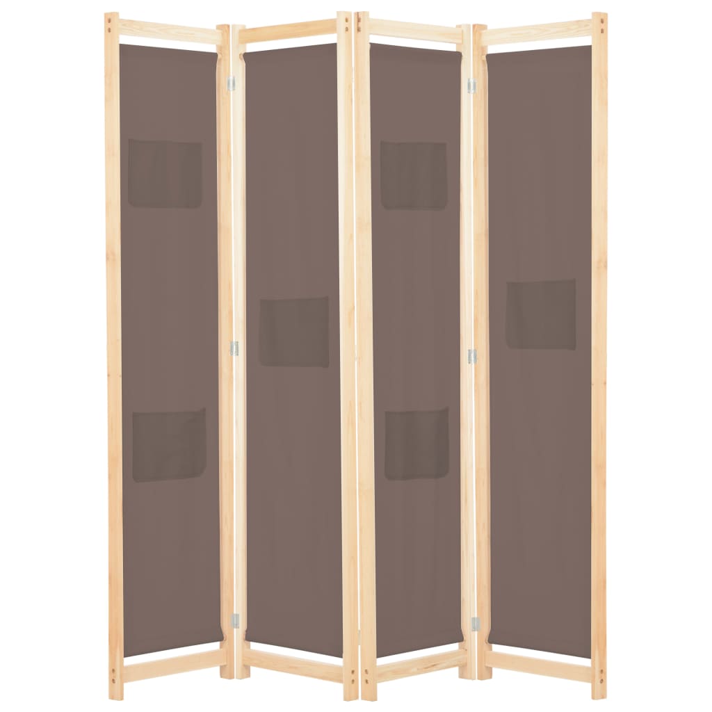 Biombo divisor de 4 paneles de tela color crema 160x170x4 cm