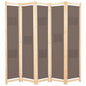 Biombo divisor 5 painéis de tecido creme 200x170x4 cm