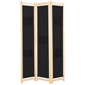 Biombo divisor 3 paneles de tela negro 120x170x4 cm