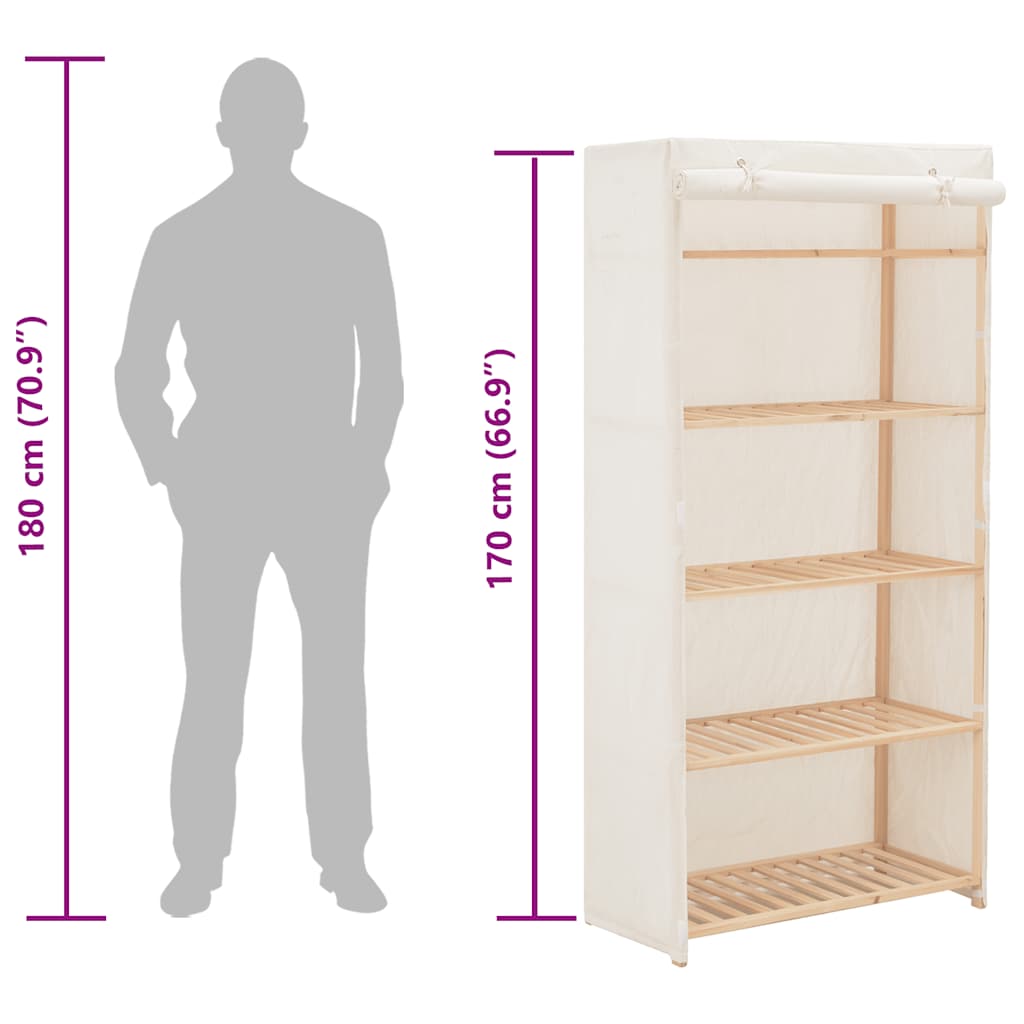 Armario de tela blanco 79x40x170 cm