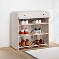 Zapatero con funda de tela blanco 79x40x80 cm