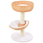 Rascador para gatos con poste de sisal madera natural de sauce