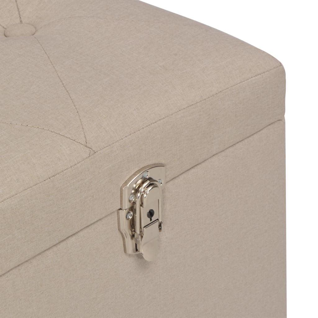 Taburetes de almacenamiento 3 piezas beige de tela