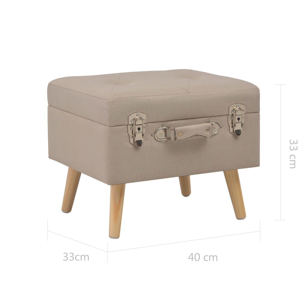 Taburetes de almacenamiento 3 piezas beige de tela