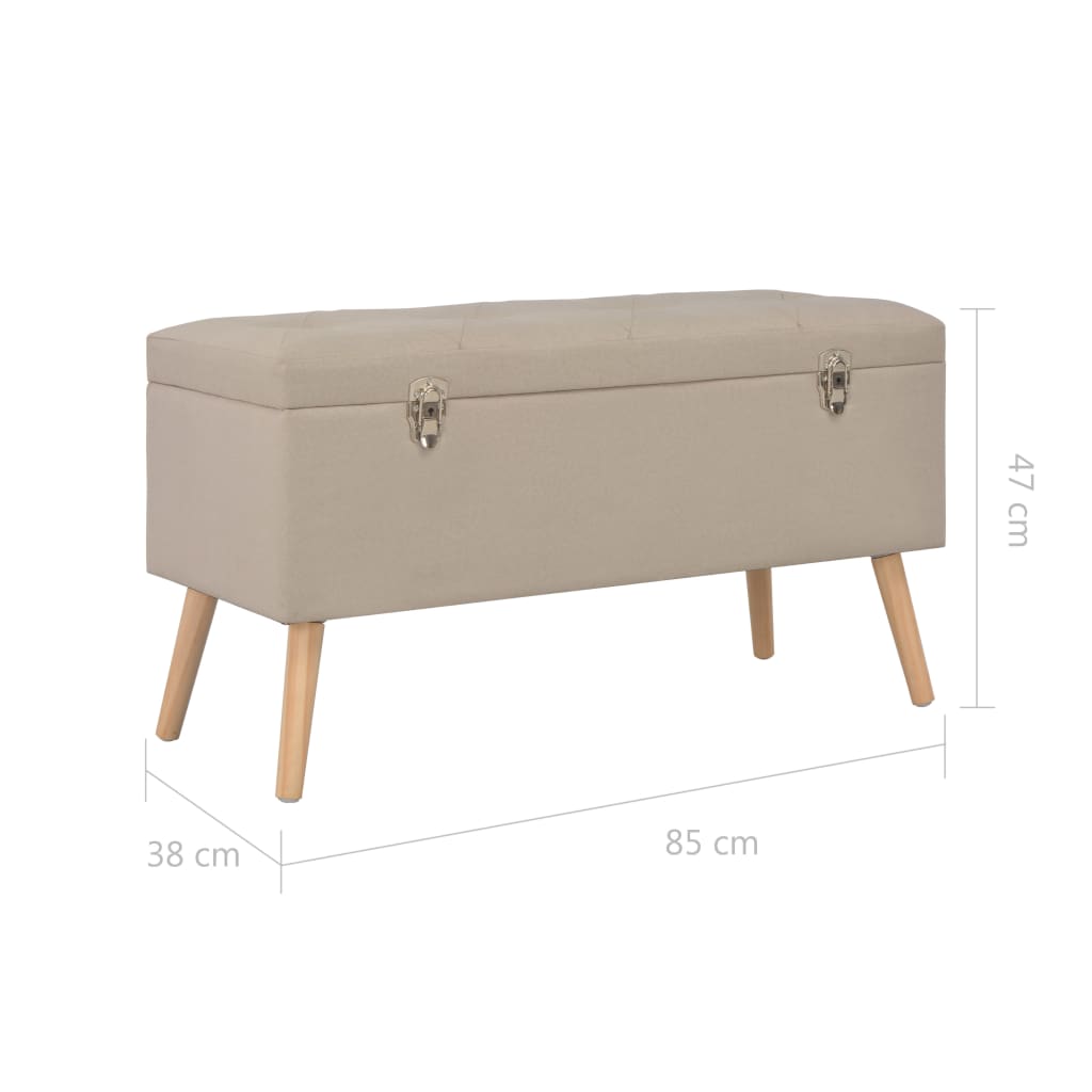 Taburetes de almacenamiento 3 piezas beige de tela