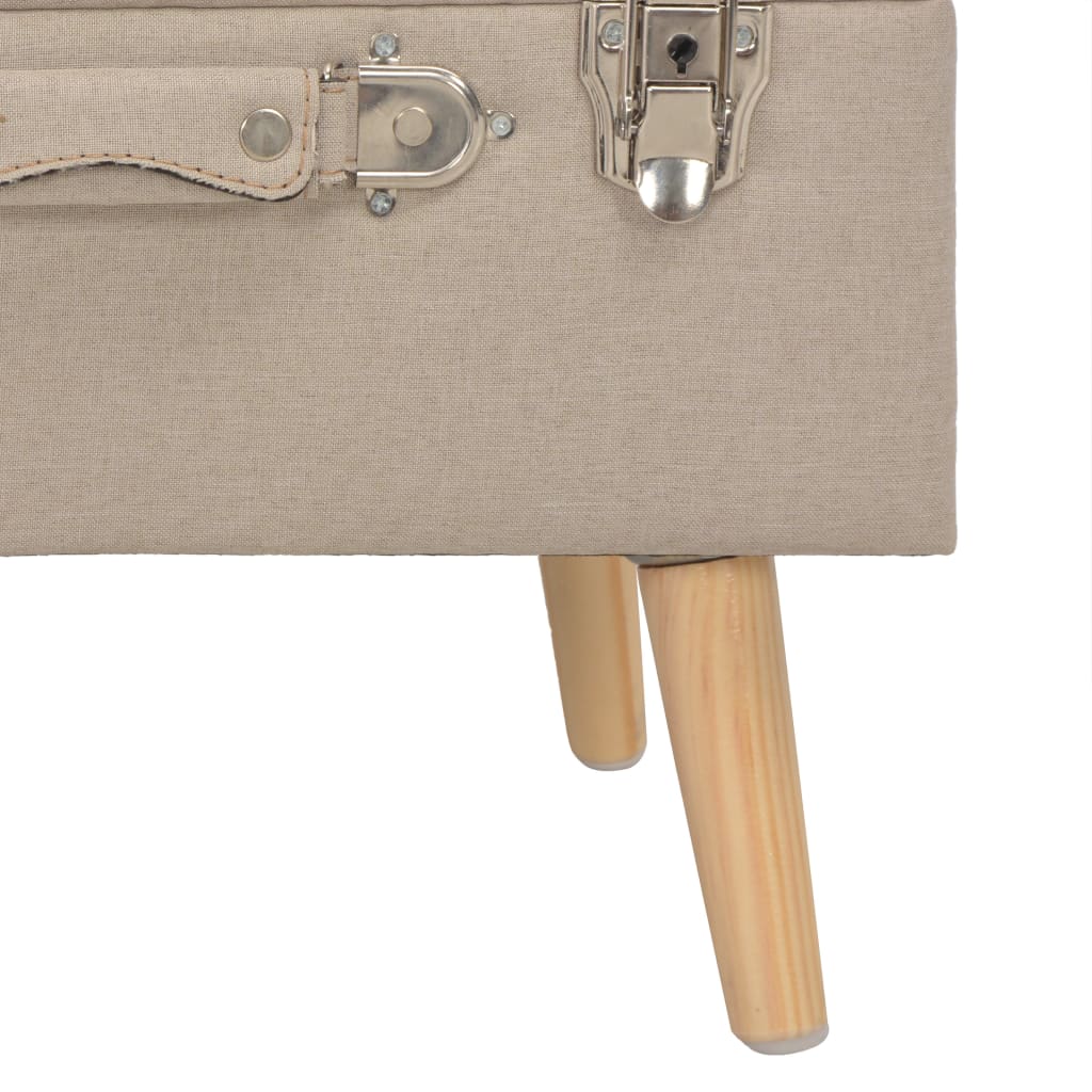 Taburetes de almacenamiento 3 piezas beige de tela