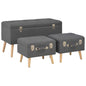 Taburetes de almacenamiento 3 piezas beige de tela