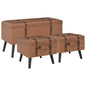 Taburetes de almacenamiento 3 piezas beige de tela