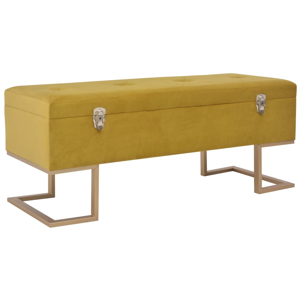 Banco con compartimento 105 cm beige de terciopelo