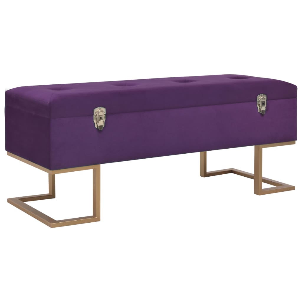 Banco con compartimento 105 cm beige de terciopelo