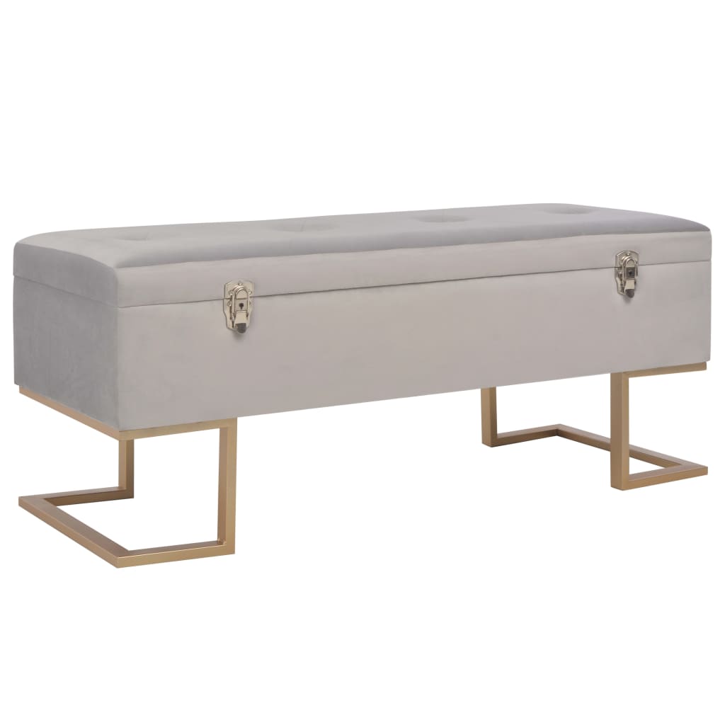 Banco con compartimento 105 cm beige de terciopelo