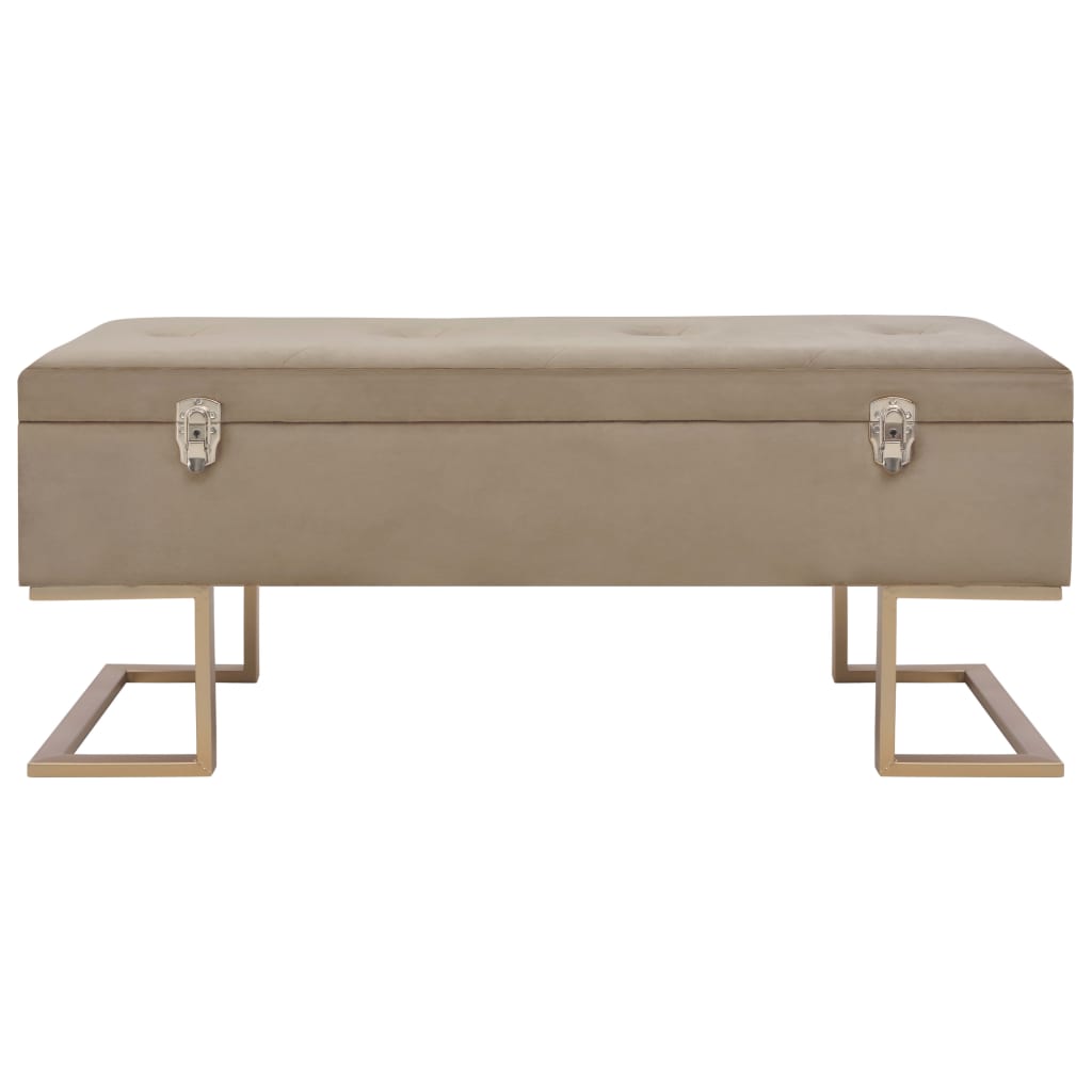 Banco con compartimento 105 cm beige de terciopelo