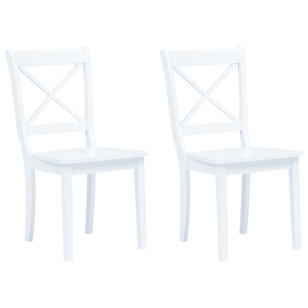Sillas de comedor 2 unidades madera maciza de caucho blanco