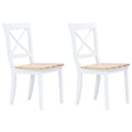 Sillas comedor 2 uds madera maciza caucho blanco y madera claro