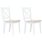 Sillas comedor 2 uds madera maciza caucho blanco y madera claro