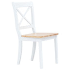 Sillas comedor 2 uds madera maciza caucho blanco y madera claro
