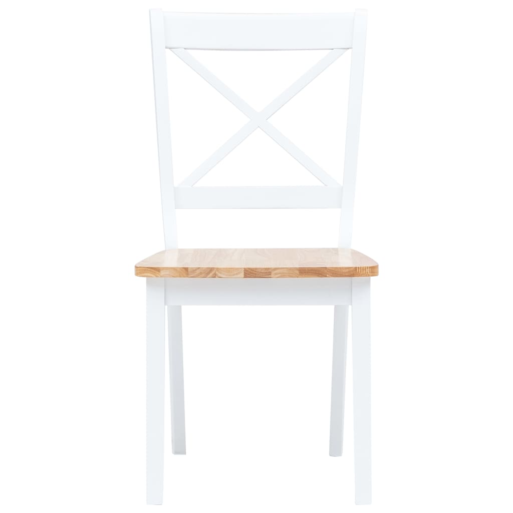 Sillas comedor 2 uds madera maciza caucho blanco y madera claro