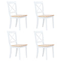 Sillas comedor 4 uds madera maciza caucho blanco y madera claro