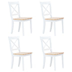 Sillas comedor 4 uds madera maciza caucho blanco y madera claro