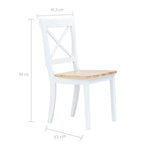 Sillas comedor 4 uds madera maciza caucho blanco y madera claro
