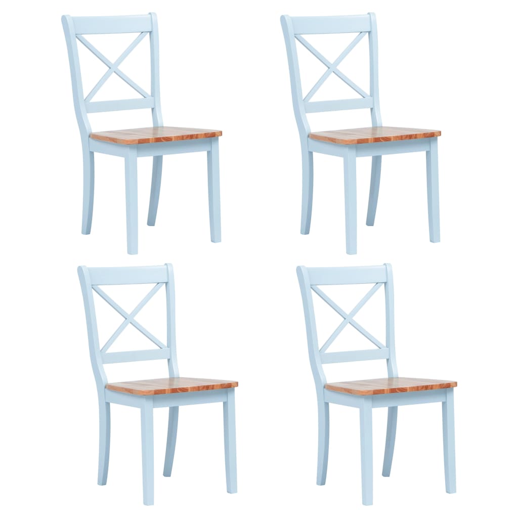 Dining chairs 4 pcs solid rubberwood white and light wood