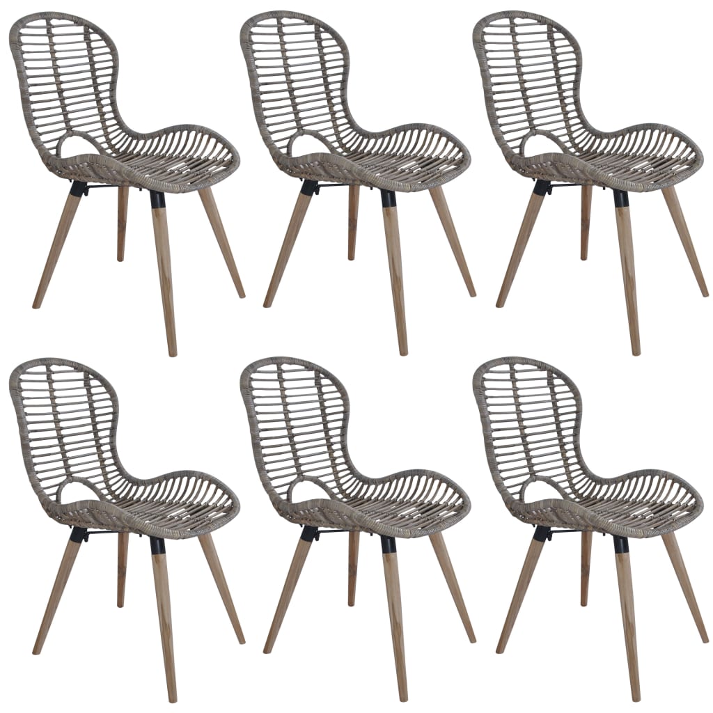 Sillas de comedor 2 unidades ratán natural marrón