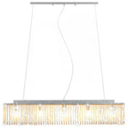 Lámpara de techo con cuentas de cristal plateado 104 cm E14