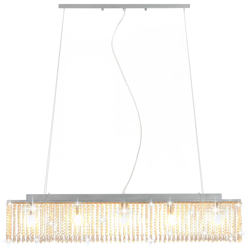 Lámpara de techo con cuentas de cristal plateado 104 cm E14