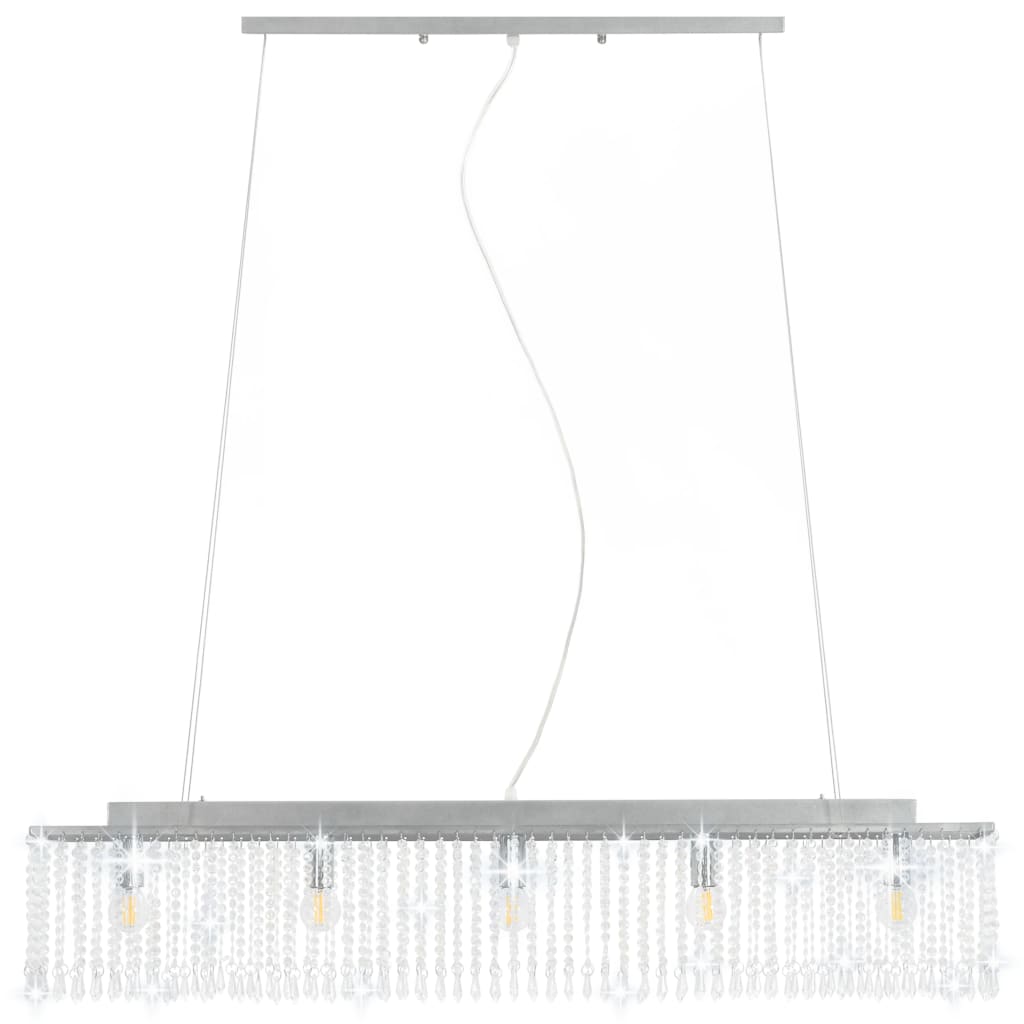 Lámpara de techo con cuentas de cristal plateado 104 cm E14