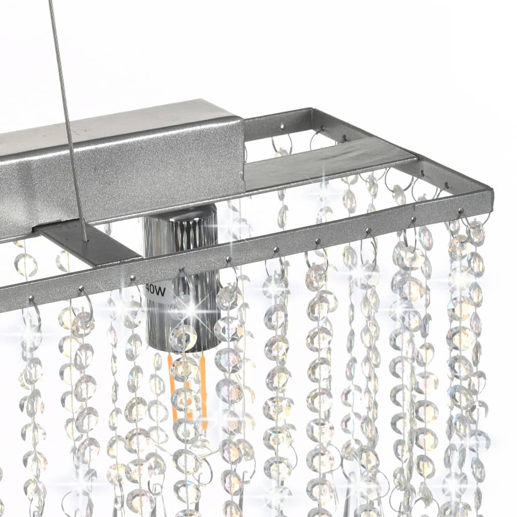 Lámpara de techo con cuentas de cristal plateado 104 cm E14