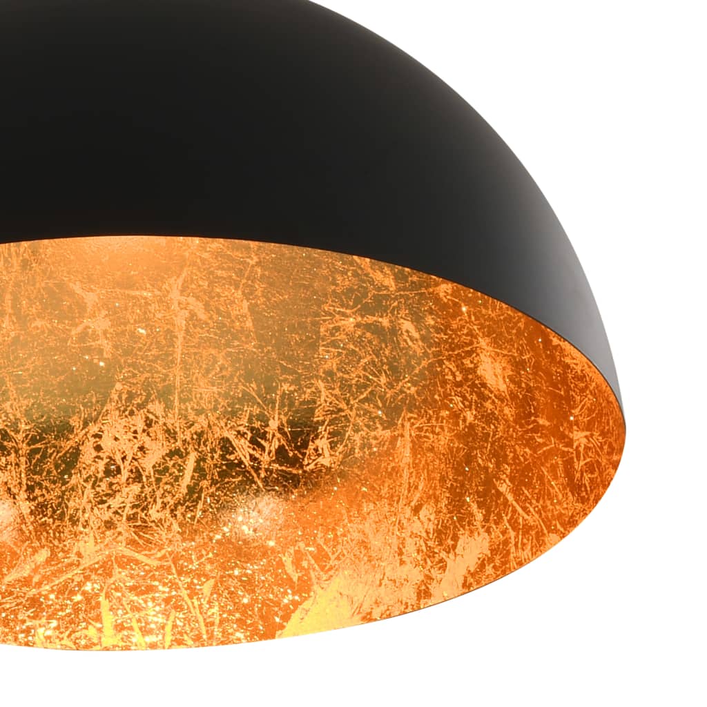 Lámparas de techo 2 uds semiesféricas negro y dorado E27