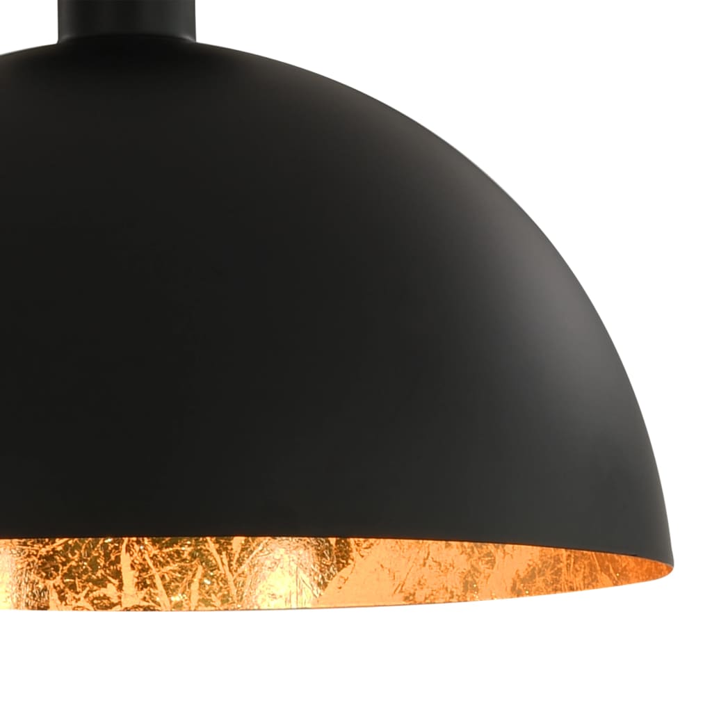 Lámparas de techo 2 uds semiesféricas negro y dorado E27