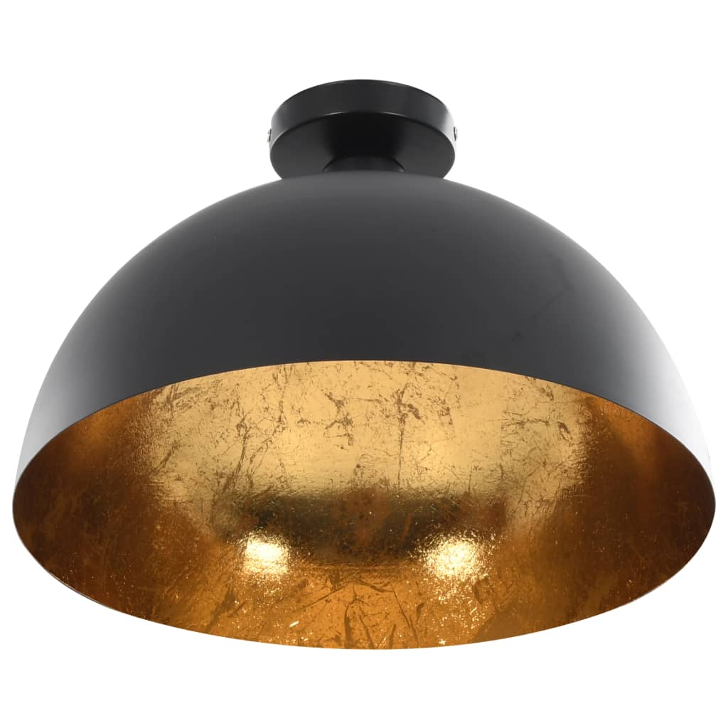 Lámparas de techo 2 uds semiesféricas negro y dorado E27