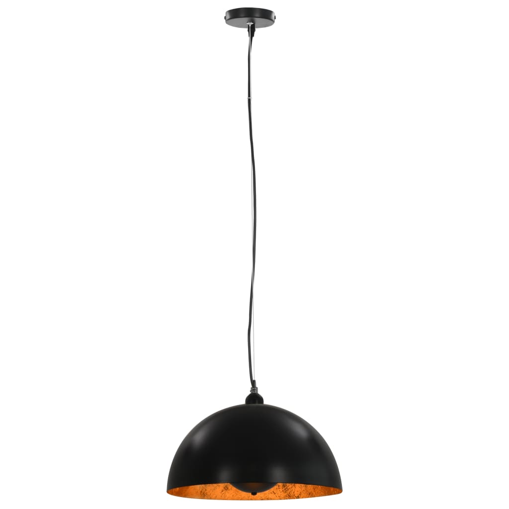 Lámparas de techo 2 uds semiesféricas negro y dorado 40 cm E27