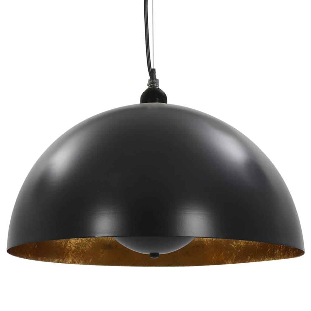 Lámparas de techo 2 uds semiesféricas negro y dorado 40 cm E27