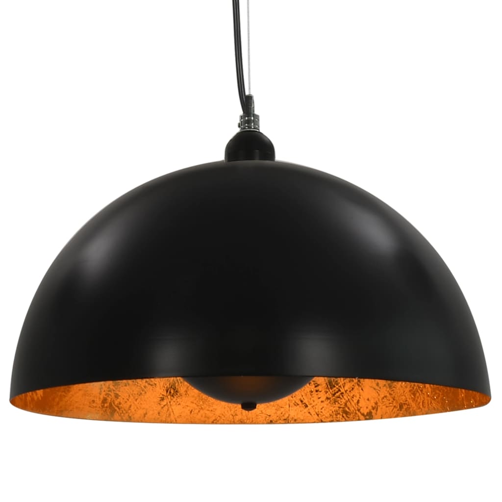 Lámparas de techo 2 uds semiesféricas negro y dorado 40 cm E27