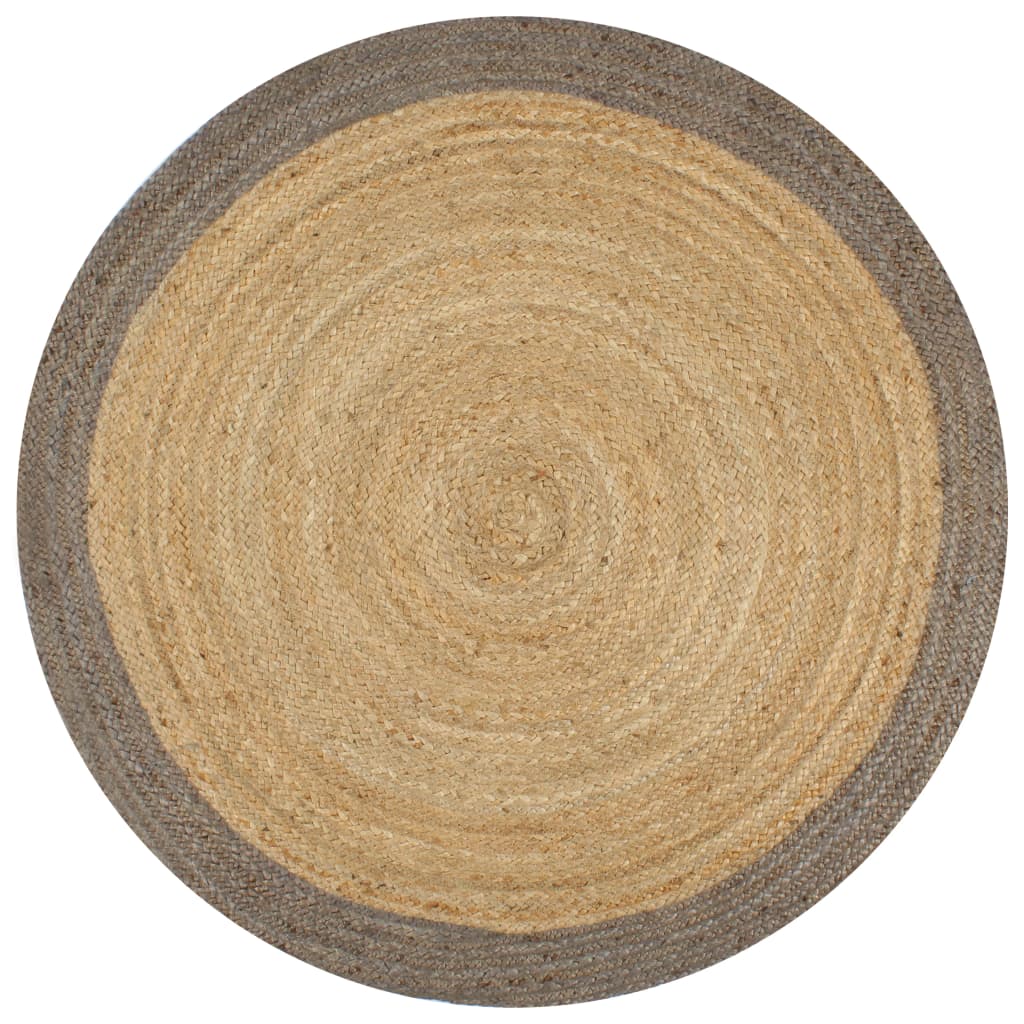 Alfombra de yute tejida a mano blanco y natural 120 cm