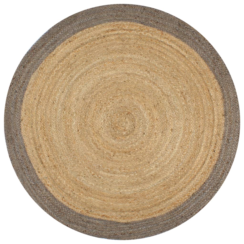 Alfombra de yute tejida a mano blanco y natural 120 cm