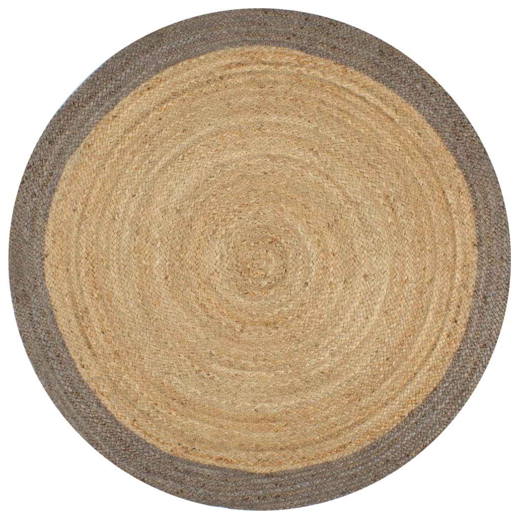 Alfombra de yute tejida a mano blanco y natural 120 cm