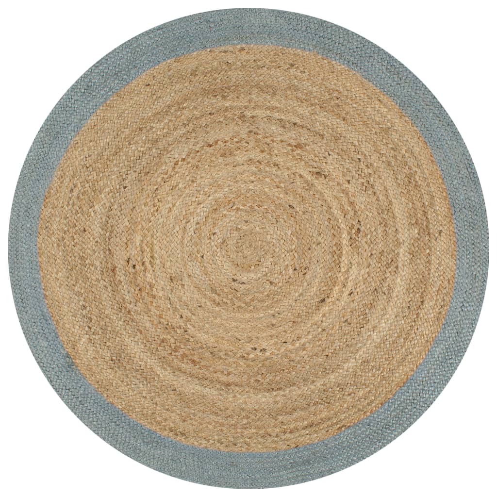 Alfombra de yute tejida a mano blanco y natural 120 cm