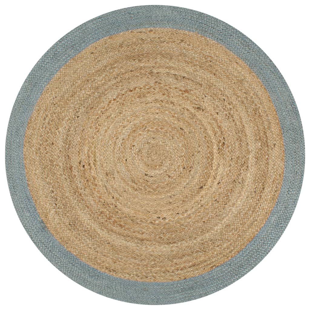 Alfombra de yute tejida a mano blanco y natural 120 cm