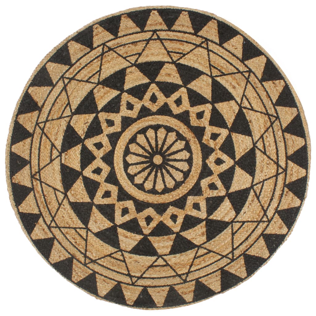 Alfombra de yute tejida a mano blanco y natural 120 cm