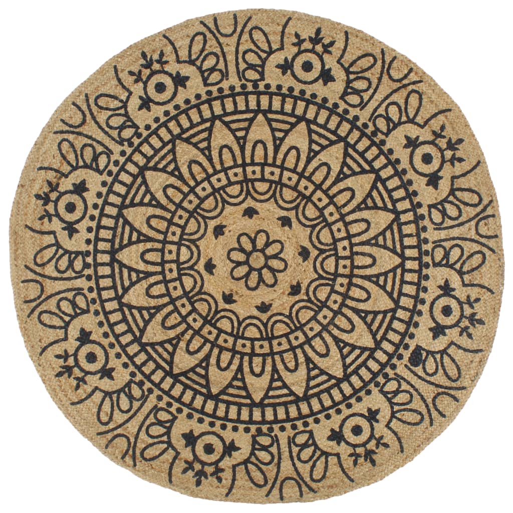 Alfombra de yute tejida a mano blanco y natural 120 cm