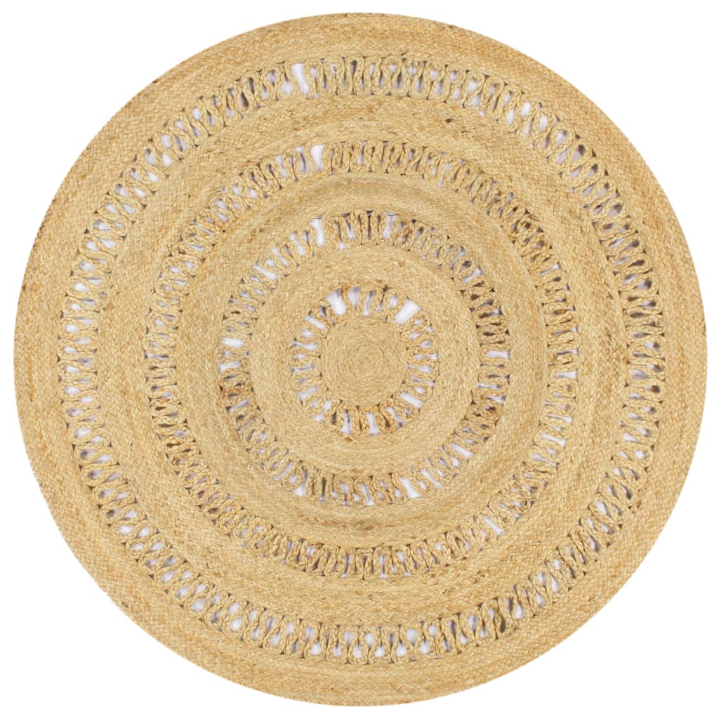 Alfombra de yute tejida a mano blanco y natural 120 cm