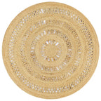 Alfombra de yute tejida a mano blanco y natural 120 cm